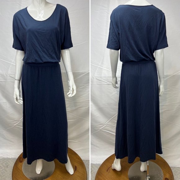 Garnet Hill Dresses & Skirts - Garnet Hill tencel knit navy blouson maxi dress, NWOT size S